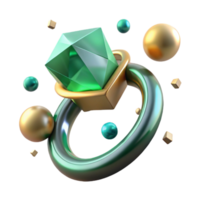 stunning abstract Emerald Ring Bezel Setting Isolated on Transparent Background premium png