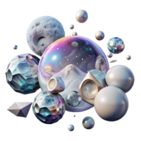 magnificent minimalist Floating Bubbles in Space Transparent Dreamscape png