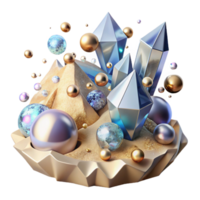 vibrant traditional Floating Crystals Cutout Surreal Gemstone Scene high quality png