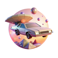 wonderful artistic Flying Car Against Sunset Isolated for Travel Posters high resolution png