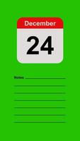 December 24, Green Screen Calendar Animation with Note Space video