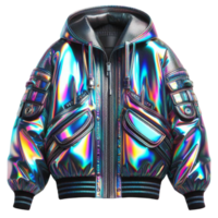 Futuristic Holographic Jacket with Reflective Design png