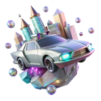 wonderful classic Flying Car Transparent with City Background high resolution png
