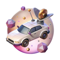 wonderful contemporary Flying Car with Antenna Array Cutout for Communication Systems detailed png