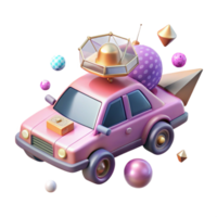 vibrant vintage Flying Car with Antenna Array Cutout for Communication Systems png