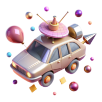 vibrant artistic Flying Car with Antenna Array Cutout for Communication Systems high resolution png