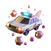stunning classic Flying Car with Emergency Lights Cutout for Police Design high resolution png