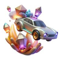 wonderful creative Flying Car with Exhaust Flames Cutout for Speed and Power original png