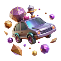 dramatic abstract Flying Car with Interactive Elements Isolated for Game Development high resolution png
