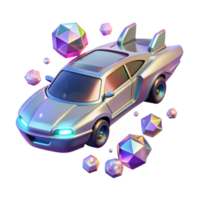 elegant vintage Flying Car with Holographic Display Transparent for Futuristic Ui detailed png