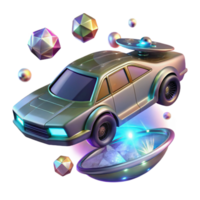 vibrant modern Flying Car with Holographic Display Transparent for Futuristic Ui high resolution png