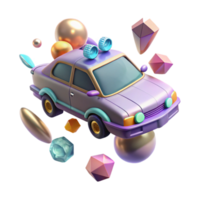vibrant abstract Flying Car with Interactive Elements Isolated for Game Development png