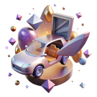 serene minimalist Flying Car with Open Doors Cutout for Product Displays high resolution png