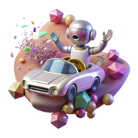 serene modern Flying Car with Robot Pilot Cutout for Sci Fi Illustrations professional png