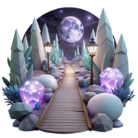 stunning artistic Foggy Forest Pathway in Moonlight Cutout for Mysterious ry high quality png