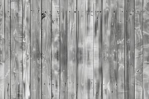 A textured gray wooden wall with vertical planks in shades of gray. The wood has a weathered appearance with visible knots and grain patterns, creating a rustic and natural look. photo