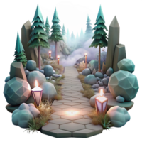wonderful creative Foggy Forest Pathway Scene Cutout for Mysterious Art authentic png