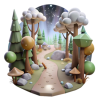 dramatic modern Foggy Forest Trail with Trees Cutout for Adventure Scenes detailed png