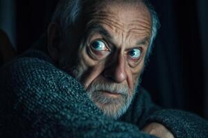 An old man with a beard looking at the camera photo