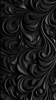 A textured black background featuring intricate swirling patterns and elegant floral designs, creating a sophisticated and modern look. photo