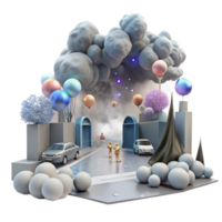 elegant classic Foggy Street with Figures Cutout for Dramatic Art png