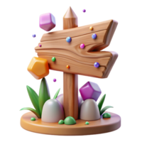 elegant artistic Forest Wooden Signpost Transparent for Trail Marking professional png