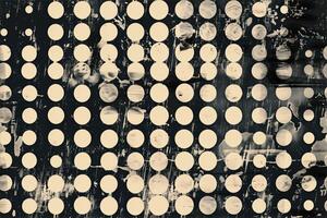 A black and white photo of a wall with many dots