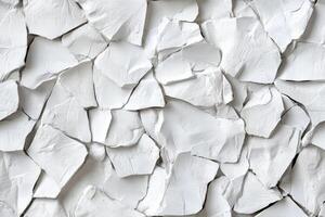 Seamless textured surface composed of irregular white pieces resembling cracked plaster or paint, creating a visually interesting pattern. photo