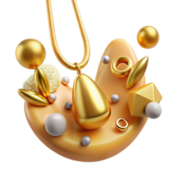 impressive rustic Gold Necklace Pendant Isolated on Transparent Background exclusive png