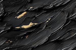 Seamless abstract texture featuring dark black strokes with hints of gold, creating a dynamic and modern artistic effect. photo