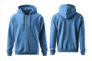 Blue hoodie mockup with zipper mockup photo