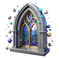 beautiful rustic Gothic Window Tracery Isolated for Architectural Details premium png