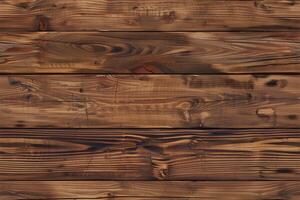 Rustic wooden planks with a rich brown color and visible grain patterns. The texture showcases natural imperfections and variations in wood tone, creating a warm and inviting atmosphere. photo