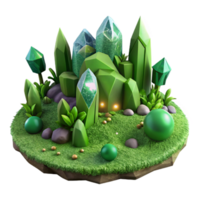 stunning minimalist Green Forest Floor Moss Covered Rocks Isolated exclusive png