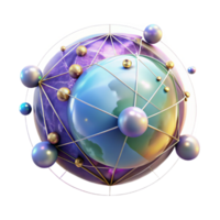 impressive classic Holographic Earth Cutout with Global Network for Data Visualization png