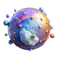 serene vintage Holographic Earth Cutout with Global Network for Data Visualization high resolution png