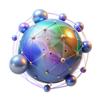 beautiful creative Holographic Earth Cutout with Global Network for Data Visualization high quality png
