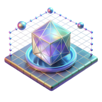 vibrant traditional Holographic Projection Grid Cutout with 3d Data for Tech Visualization professional png