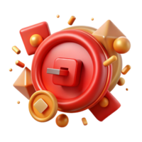 dramatic abstract Hud Warning Symbol Red Isolated for Game Interfaces premium png