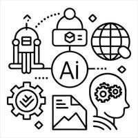 Ai and machine learning icons vector