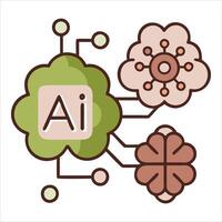 Ai technology and brain icon illustration vector
