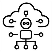A robot is standing in front of a cloud vector