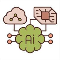 Ai cloud computing icon illustration vector