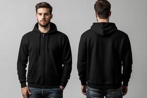 Men's black hoodie mockup photo