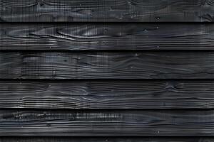 Black wooden panel planks with a textured surface, showcasing natural wood grain and patterns. photo