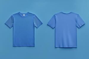 Two blue t - shirts on a blue background photo