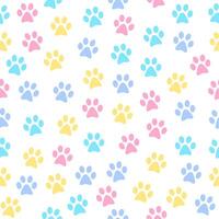seamless pattern with colorful paw print. Cute animal background. vector