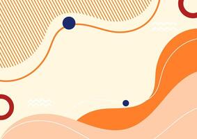 Flat design background, orange color, wave shapes, geometric and lines. vector