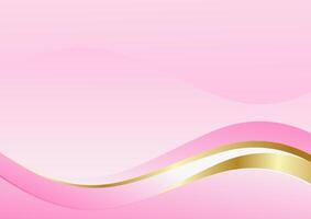 a pink background with gold lines and a wavy design vector