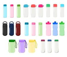 Set of water bottles on a white background. Flat design style. vector